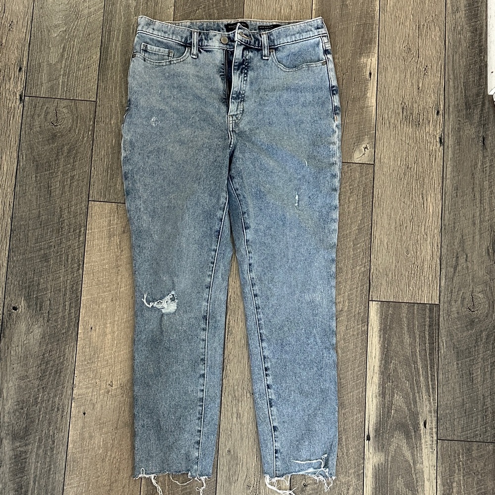 Banana Republic Light Blue Skinny Jeans with Distressed Hem